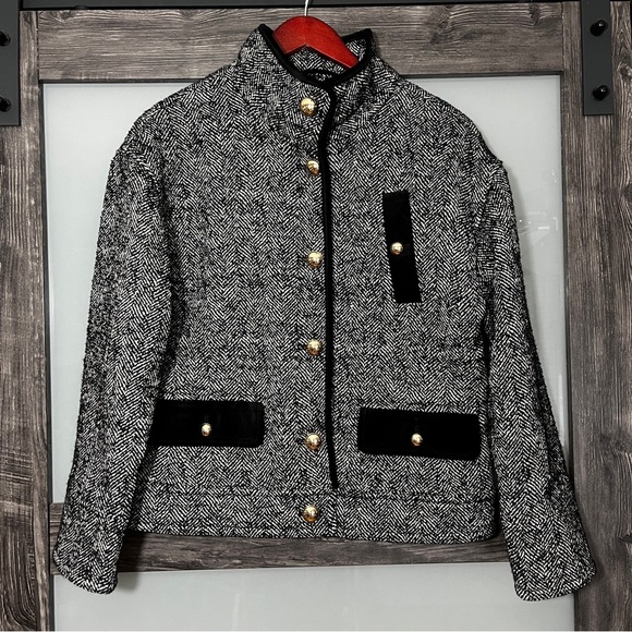 Talbots Boucle Herringbone Jacket Woven in Italy Women's MP Career Mob Wife - Picture 2 of 13